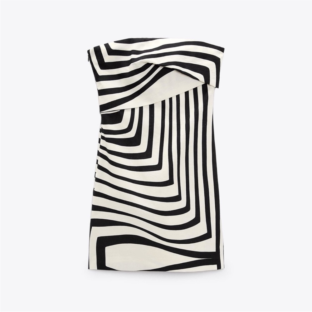 Zara Geometric Strapless Dress